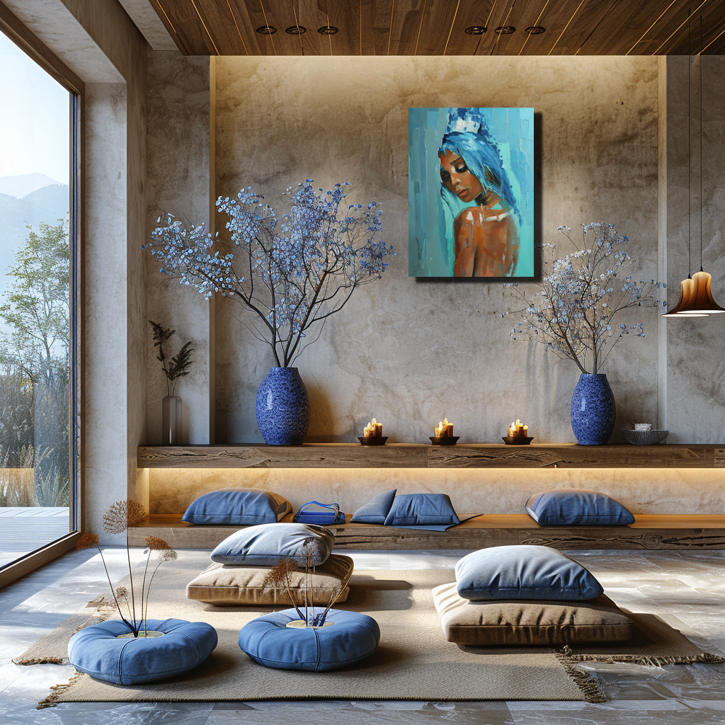 Calmness painting by Julianna Tulinova in modern interior #original #abstractpainting