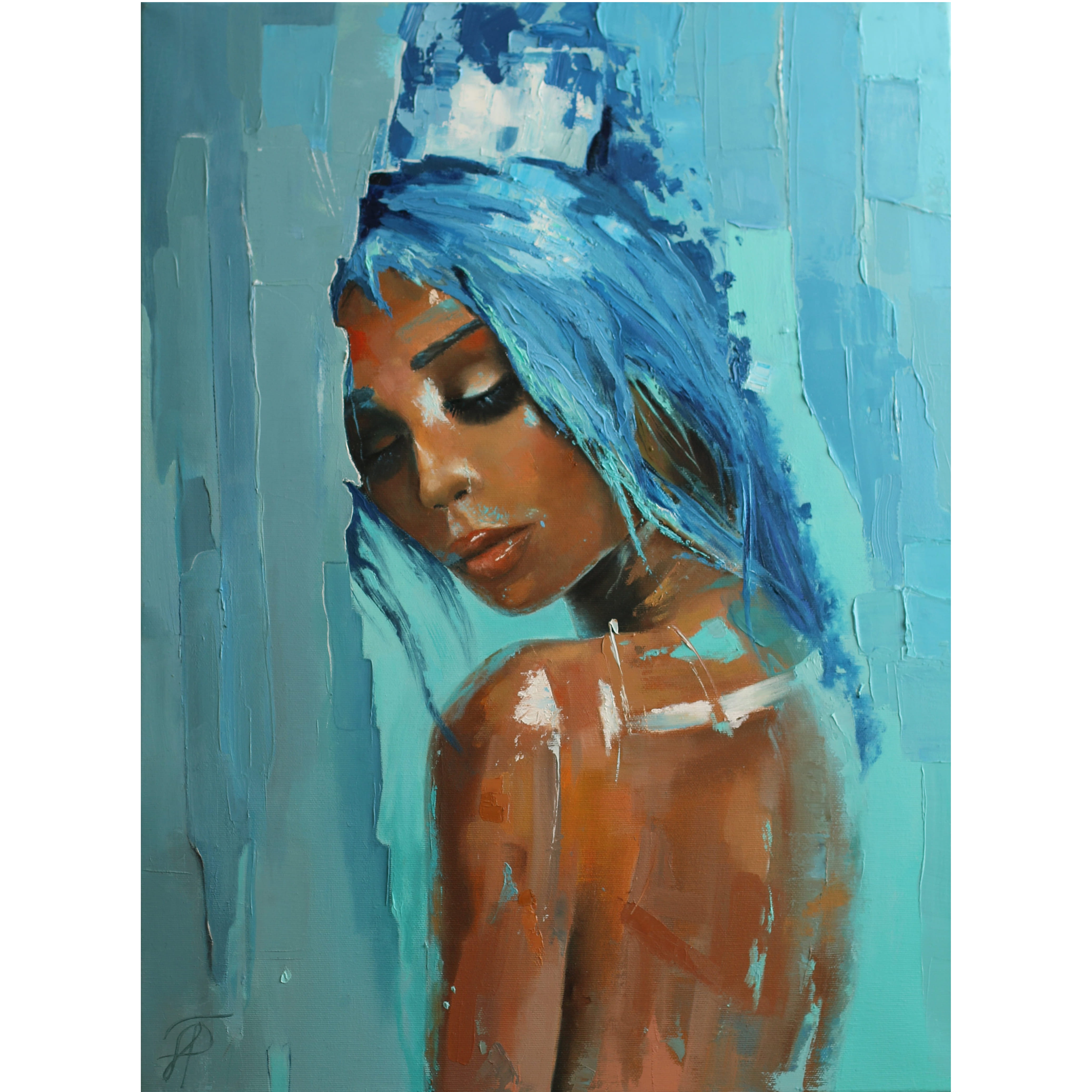 Calmness original painting by Julianna Tulinova #painting #marmaid