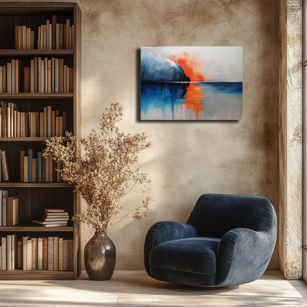 Clash of Elements painting by Julianna Tulinova in warm tone interior #art #abstract