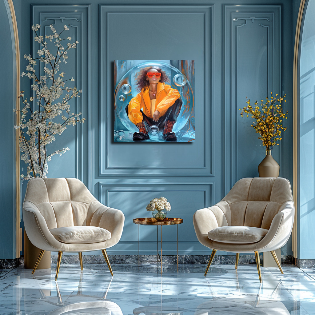 Dreamer painting by Julianna Tulinova in futuristic interior #art #bubble