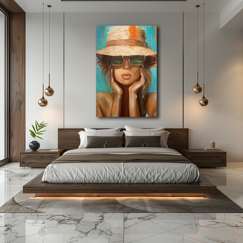 Escape Into Yourself painting by Julianna Tulinova in cozy interior #originalart #portrait