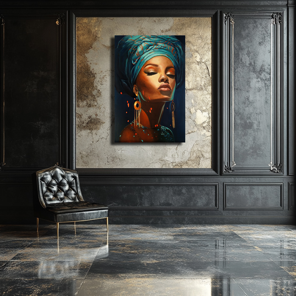Glow Within painting by Julianna Tulinova in luxurious interior #originalart #african