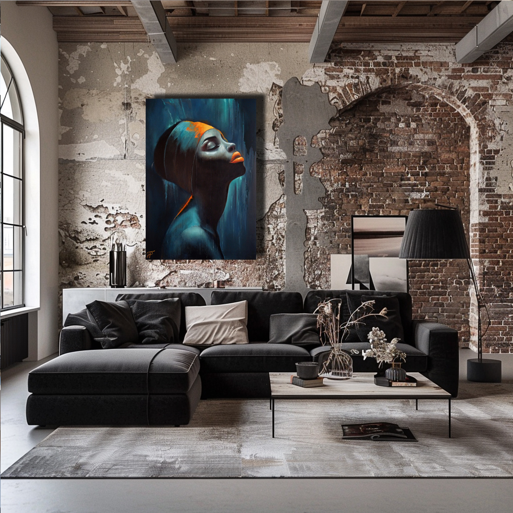 Breath Held painting by Julianna Tulinova in luxurious interior #originalart #african