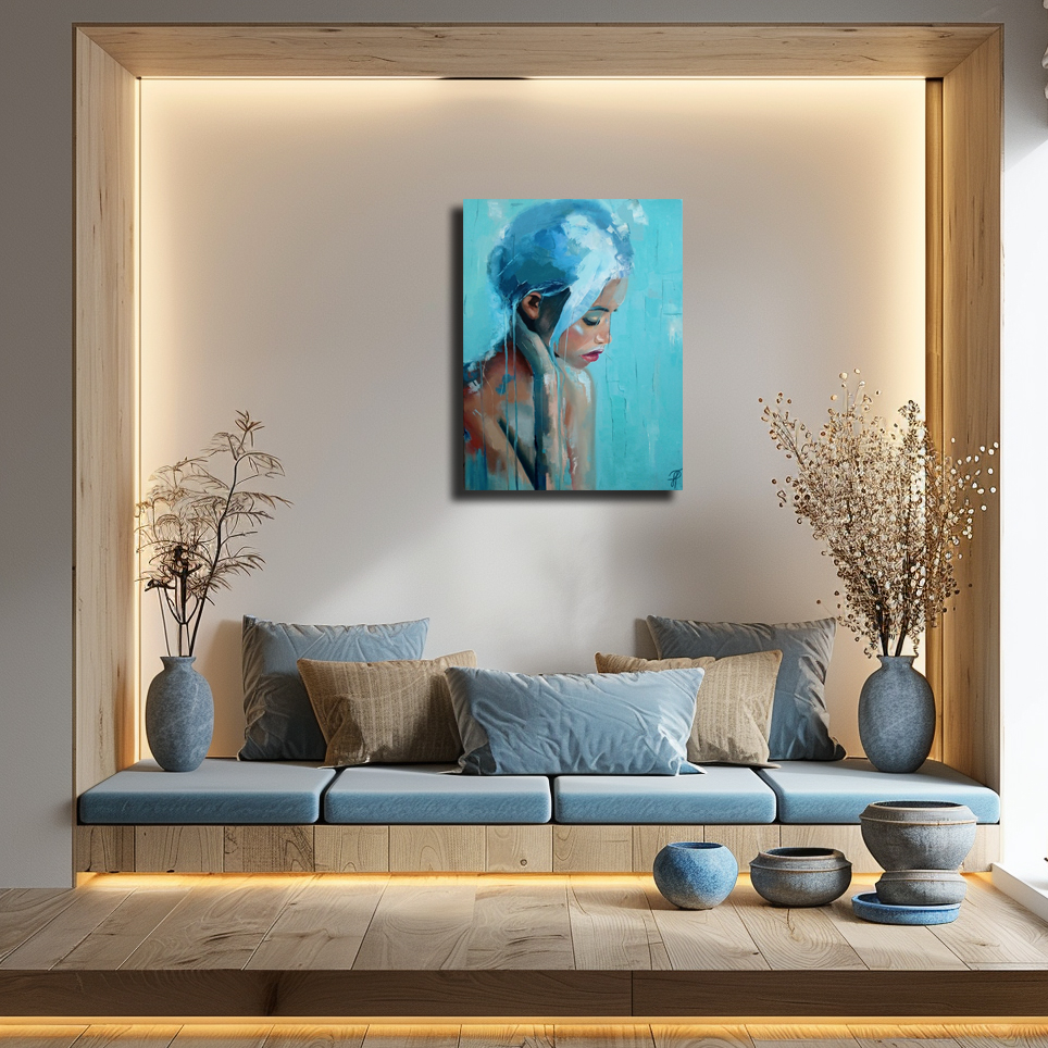 Melancholy painting by Julianna Tulinova in modern interior #original #abstractpainting