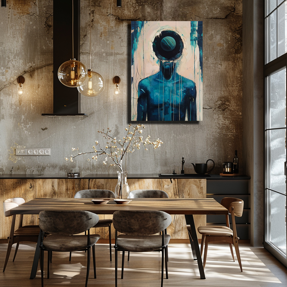 In My Head painting by Julianna Tulinova in futuristic interior #art #saturn