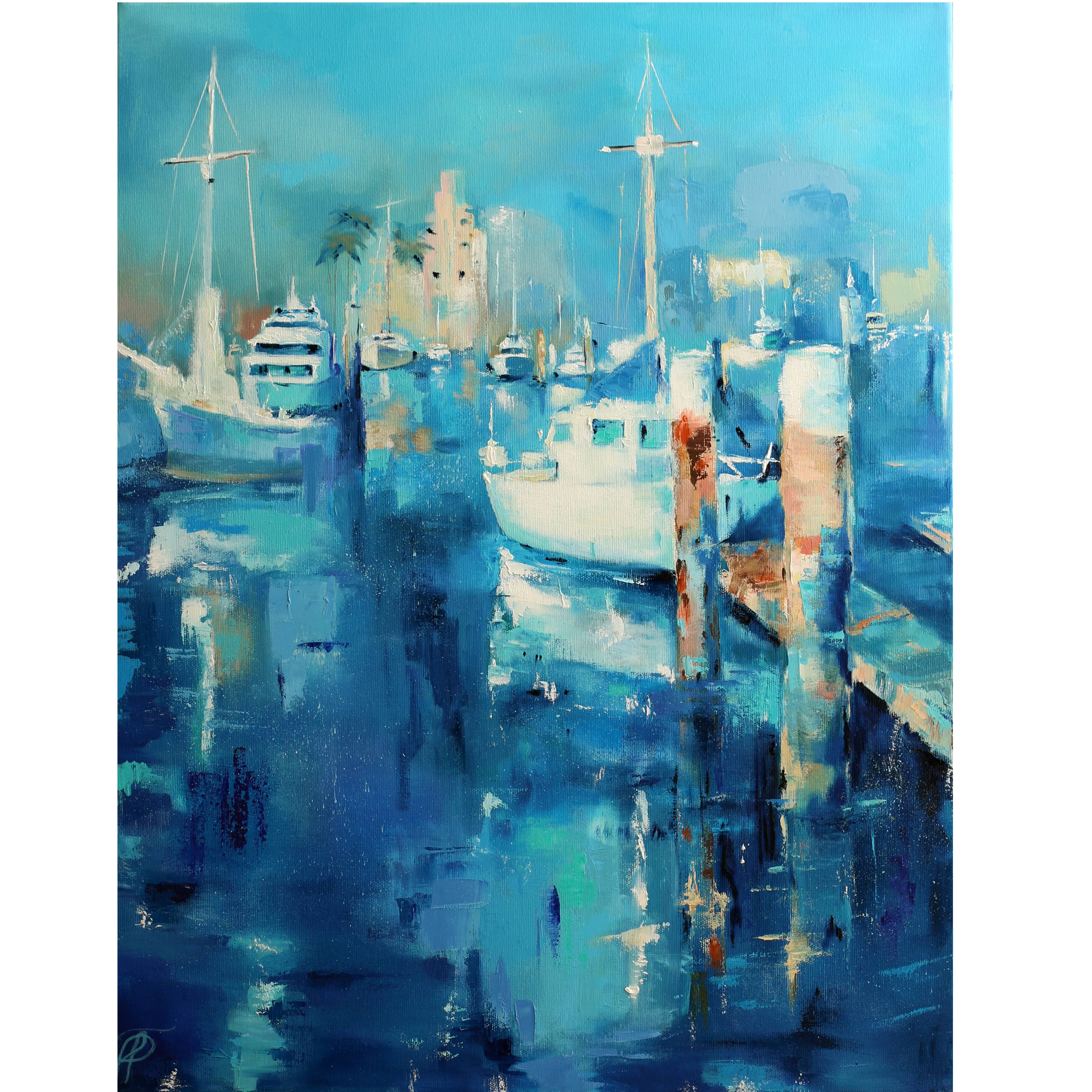 Sea Harbor original painting by Julianna Tulinova #art