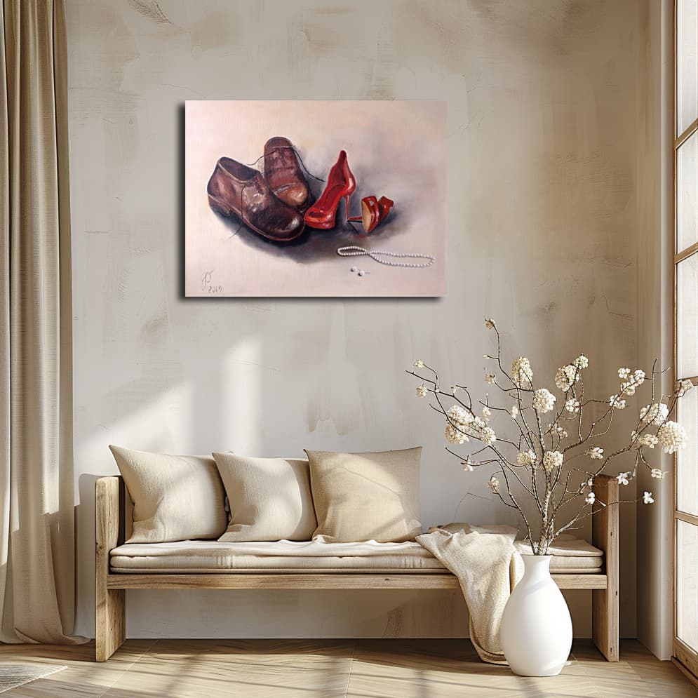 Labyrinth of Feelings painting by Julianna Tulinova in interior #originalart #contemporarypainting #juliannatulinova