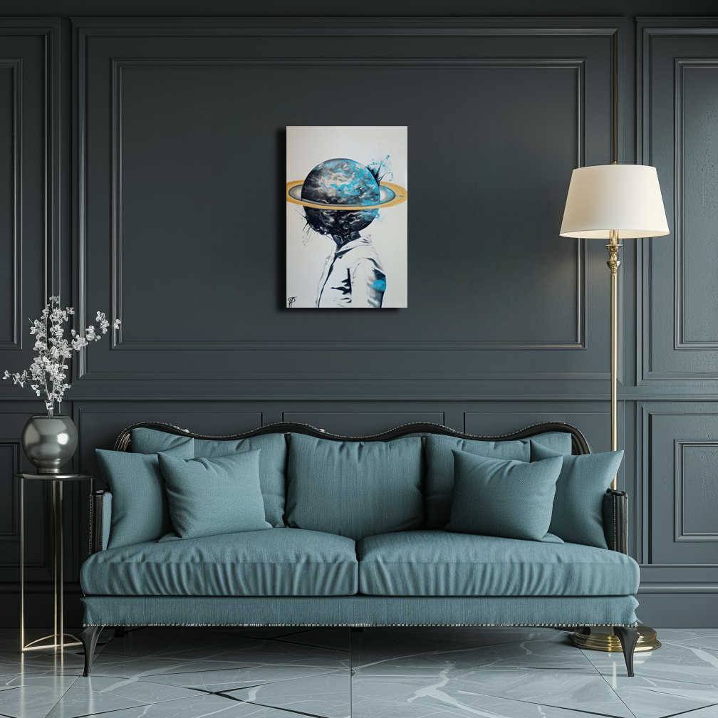 New human painting by Julianna Tulinova in contemporary interior #originalart #saturn #juliannatulinova