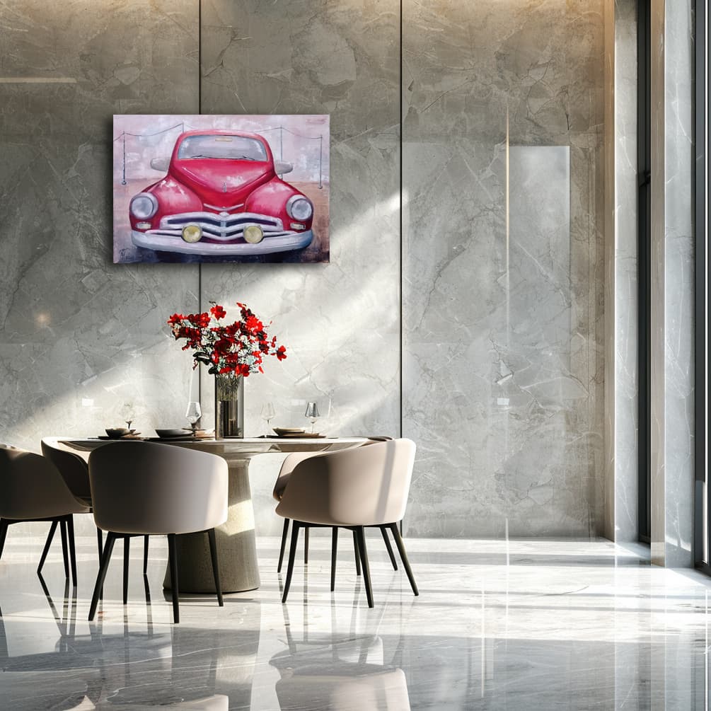 Face of an Era - vintage American classic car painting by Julianna Tulinova #carpainting #vintageautomotive