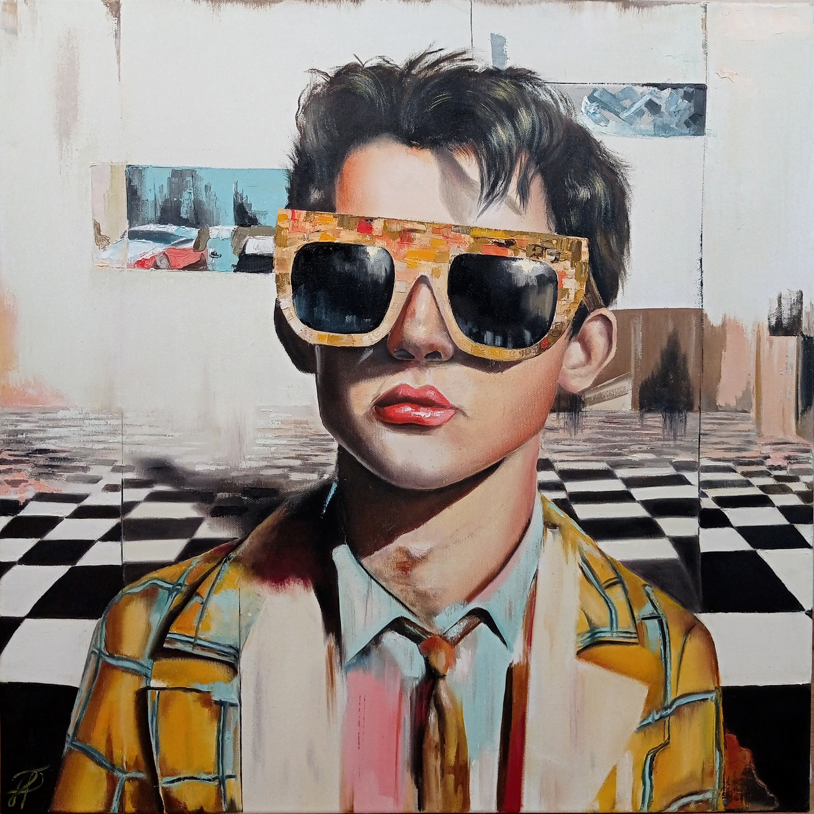 World through glasses original painting by Julianna Tulinova #artcollection