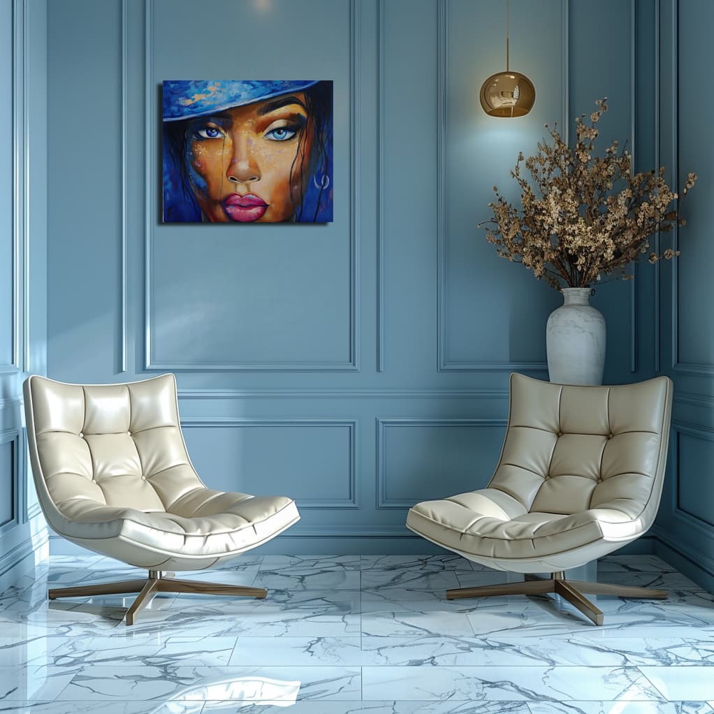 Sapphire mystery painting by Julianna Tulinova in modern interior #interior #painting